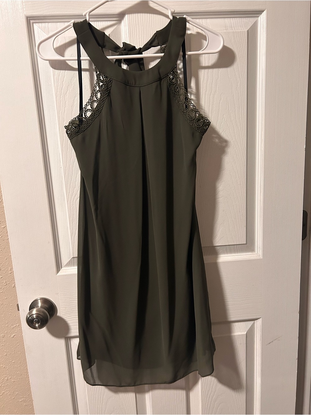 Iz Byer Olive Green Lace-Trim Halter Camisole